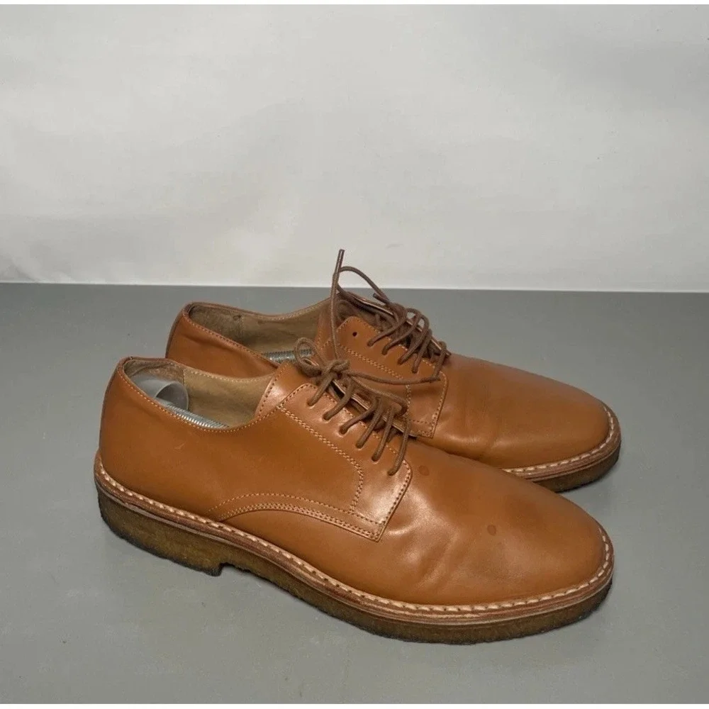 Barney's New York Men's Size 8 Oxfords Leather Crepe Dress Shoes Made in Italy